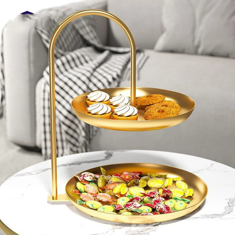 Snack Fruit Disk Light Luxury Live Living Room Coffee Two -layer Double -layer Settime Candy Box High -end Exquisite Picker