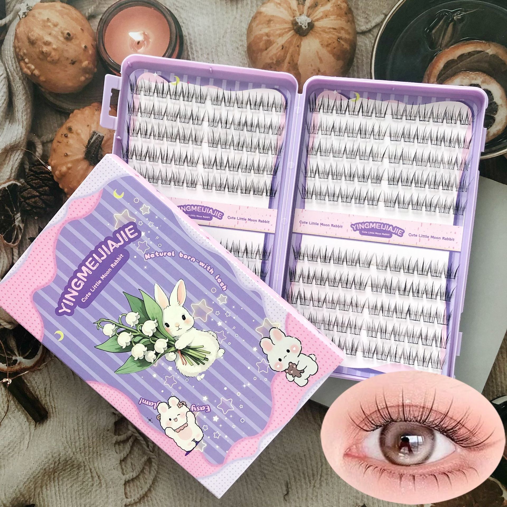 20 filas de paquete de caja de regalo de pestañas falsas transfronterizas, pestañas falsas densas, pestañas falsas sin pegamento.