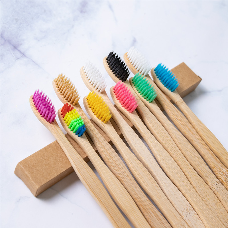 Cepillo de dientes y set de cepillos de dientes para hotel, cerdas suaves de carbón de bambú, desechables, mango de calabaza, cerdas duras, bolsa de papel de bambú, caja de papel, ecológico