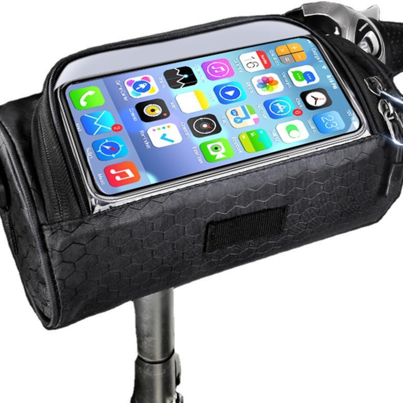 Bicicleta de montaña bolsa de manillar de la bicicleta bolsa de cabeza de dragón bolsa en forma de tubo pantalla táctil bolsa de teléfono móvil equipo de equitación de gran capacidad bolsa de haz frontal