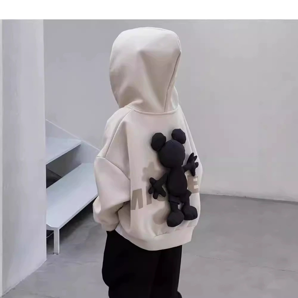 Худи с объёмной 3D куклой для мальчиков, осеннее повседневное, бежевый или тёмно-чёрный, размеры 90–170 см