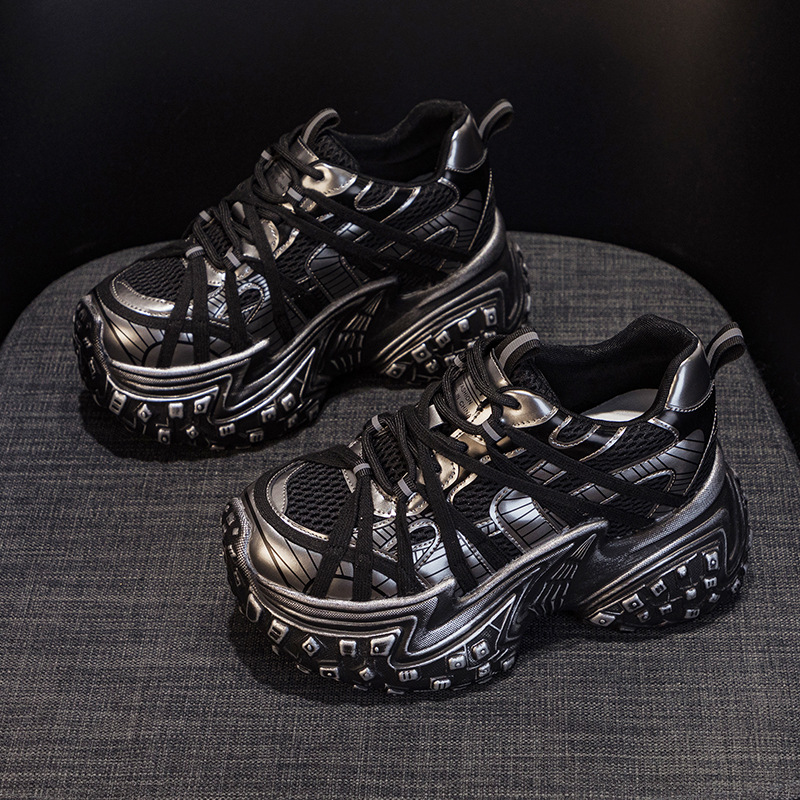 Paris Vintage Dad Sneakers For Women 2026 Spring/Autumn New Thick-Soled Tire-Style Distressed Sports Casual Trendy_vogvips.com