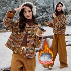 小香风羊毛呢羽绒服女2025冬季新款今年流行爆款格纹短款加绒外套