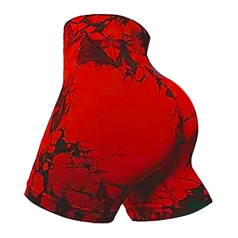 Women's High-Waisted Fit Running Yoga Pants Summer Tie Dye Fitness Sports Shorts Three Point Design_desvips.com