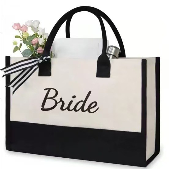スポットクロスボーダーアマゾン热い贩売brideキャンバストートバッグカスタムbridesmaid结婚式花嫁介添人|undefined