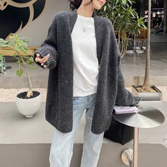 韩系chic慵懒风毛衣开衫女秋冬新款宽松百搭气质显瘦无扣针织外套
