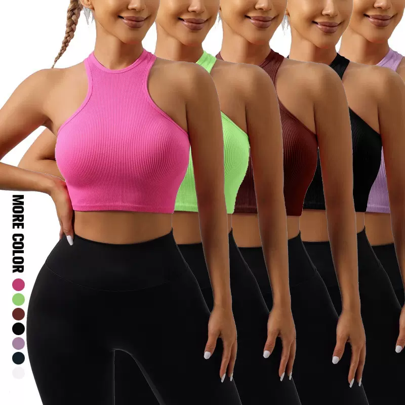 瑜伽螺纹工字背爆款速干跑步健身文胸亲肤裸感运动内衣女