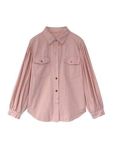 White shirt women's 2024 spring new fashion design niche top loose long-sleeved denim shirt