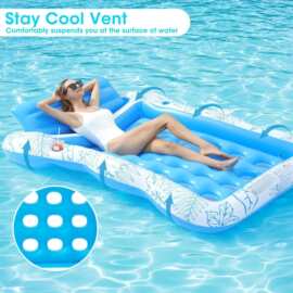 跨境充气双人浮排情侣水上躺椅浮床可折叠游泳池日光浴漂浮垫子