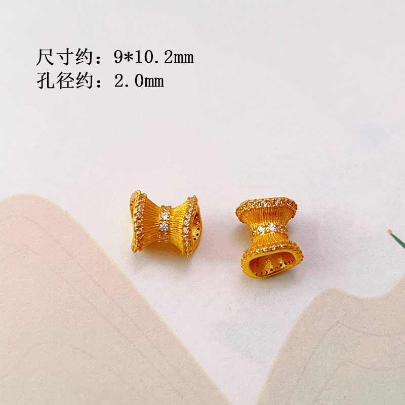 S925 Silver Gold-Plated Heart Flower Crowe Heart Zircon Through-Hole Accessories Spacer Beads Barrel Beads Bracelet DIY Semi-Finished