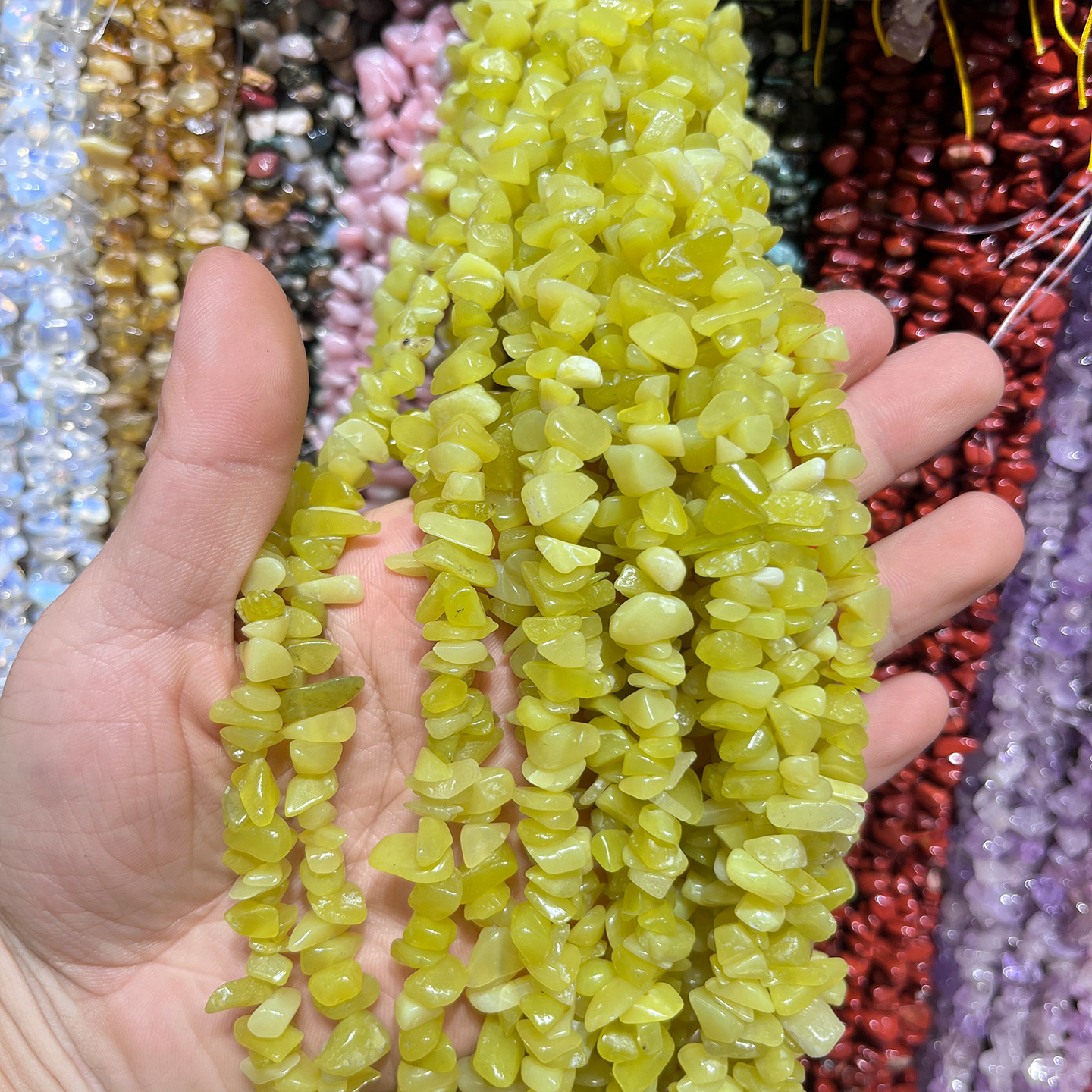 Natural grade a lemon jade bracelet, approximately 80cm