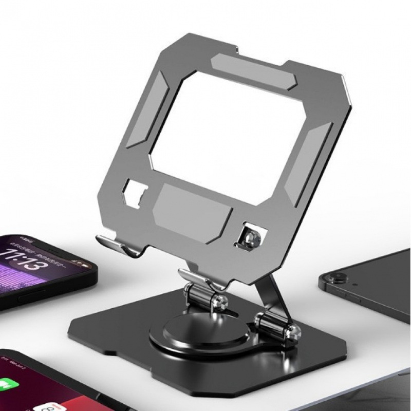 360-Degree Rotating Metal Tablet Stand with Hollow Design, Suitable for Gaming, Learning, Drawing, and Watching Shows, Compatible with iPad Desktops