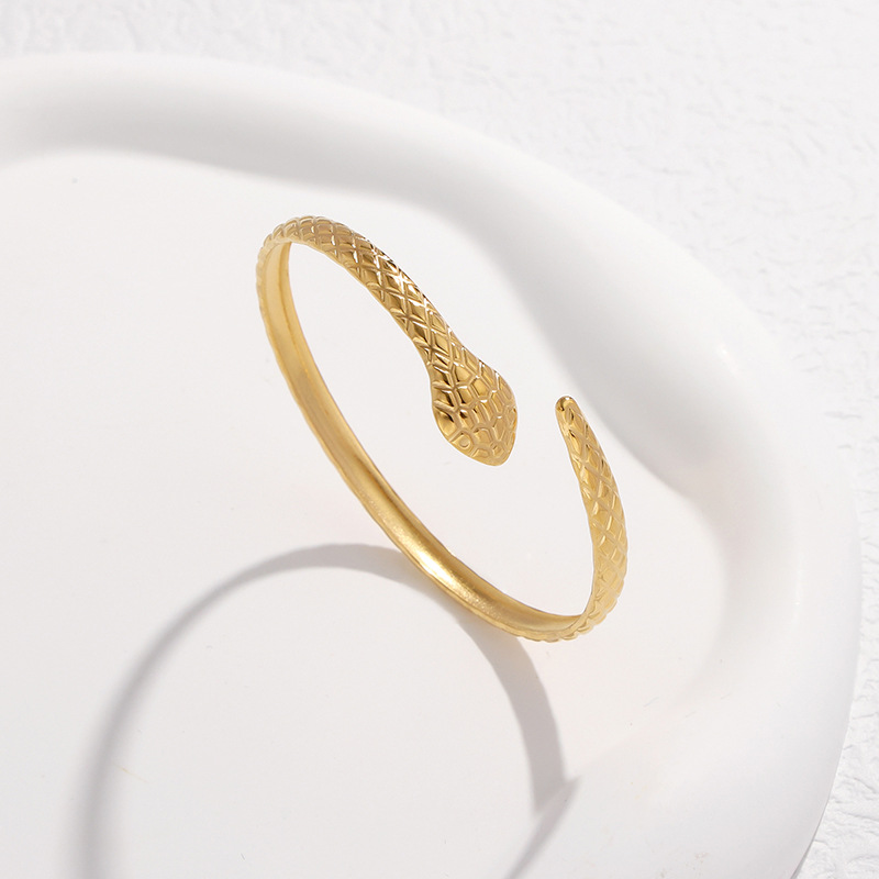 Bangle Classification 18K Gold Plating Color 1 Piece Quantity Fashion Snake 304 Stainless Steel 18K Gold Plated Stainless Steel Bracelets In Bulk