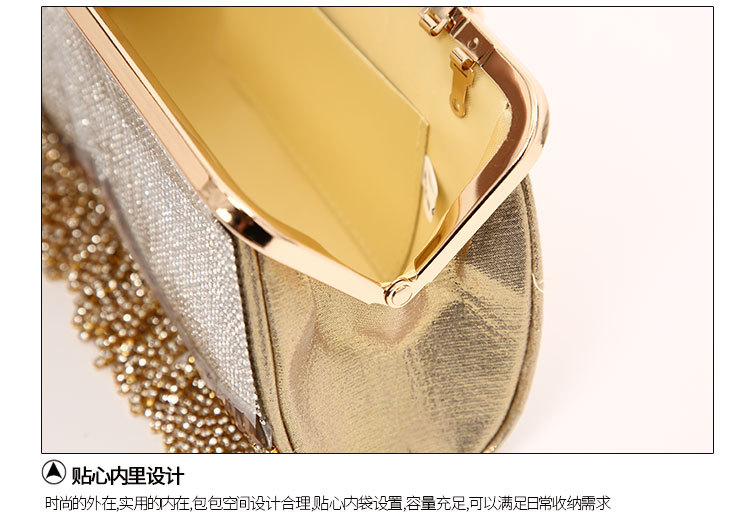 Dinner Bag Rhinestone Tassel Bag Fashion Diamond Handbag Horizontal Square Clutch display picture 9