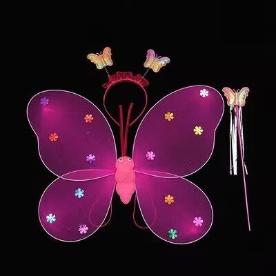 Ángel de los niños brillantes alas La Mariposa decoración trasera juguete niña magia rendimiento princesa hadas falda rosa