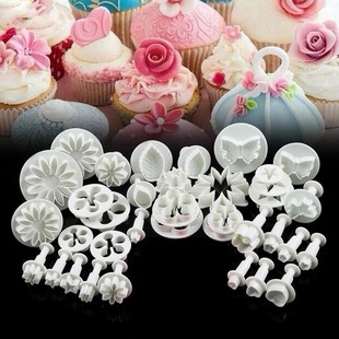 Fondant embossing mold baby food supplement butterfly noodles pattern steamed buns cartoon pastry household tools 33-piece set