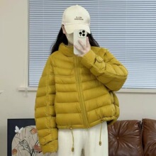 2025白鸭绒原版针织立领排骨羽绒服女新款秋冬时尚韩版保暖百搭潮