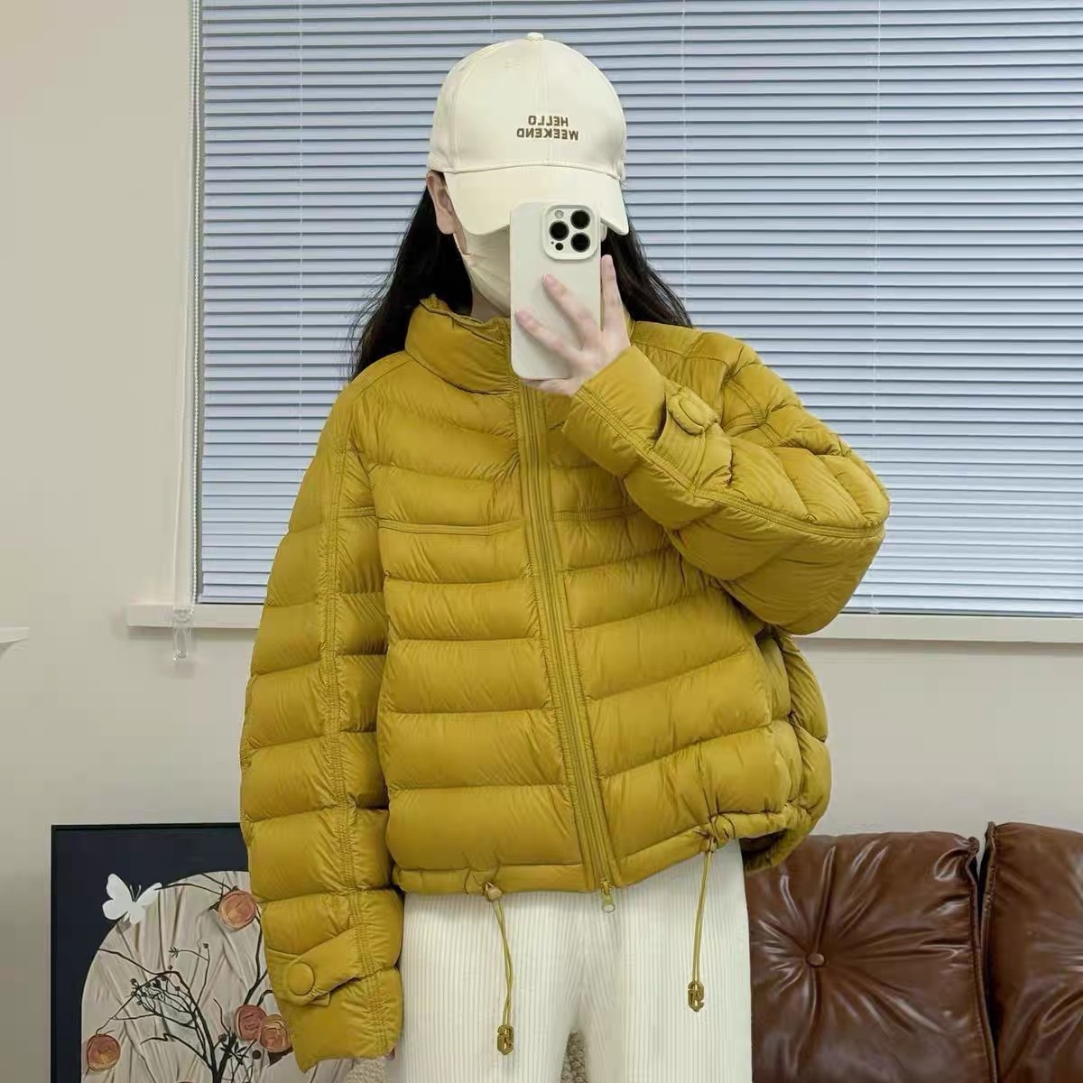 2025 White Duck down Original Knitted Stand Collar Ribbed down Jacket for Women New Autumn Winter Fashion Korean Version Warm Versatile Trend