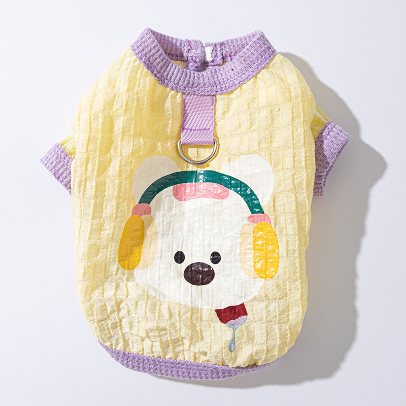 2025 primavera y verano perro delgado chaleco a rayas transpirable gato tirantes de dos patas lindo ropa de perro de peluche