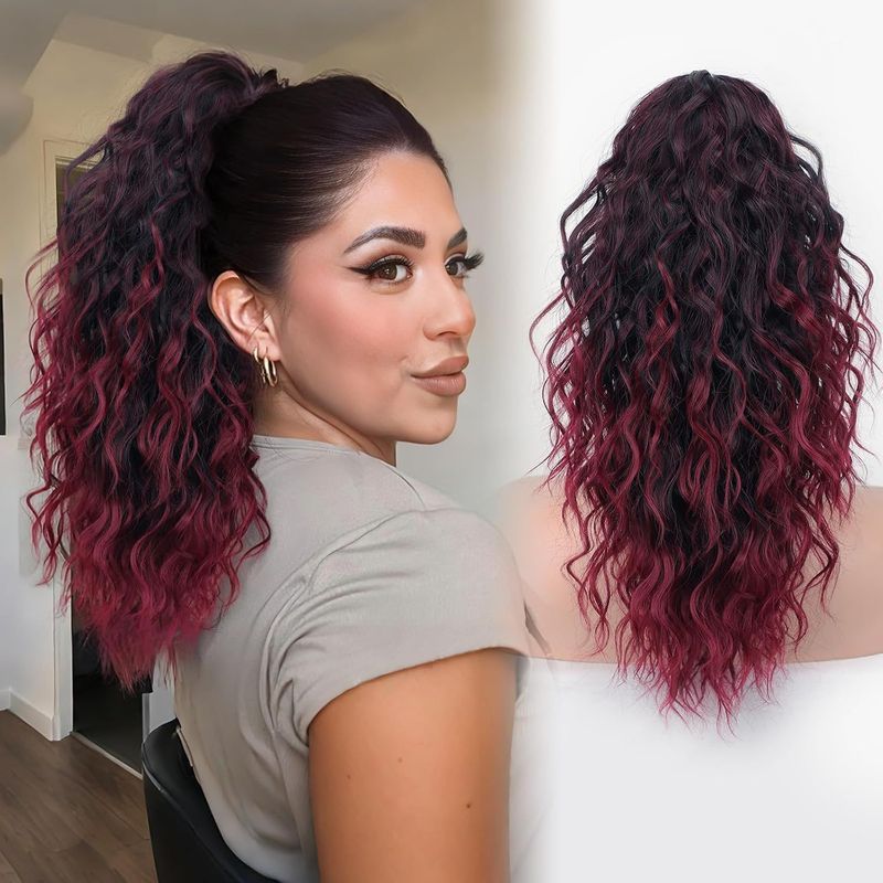 Xuchang ウィッグ Yuanyang 18inch ポニーテールウィッグ女性用ウールカーリーロングカーリーヘアコーンパーマウォーターリップルポニーテールウィッグ女性用|undefined