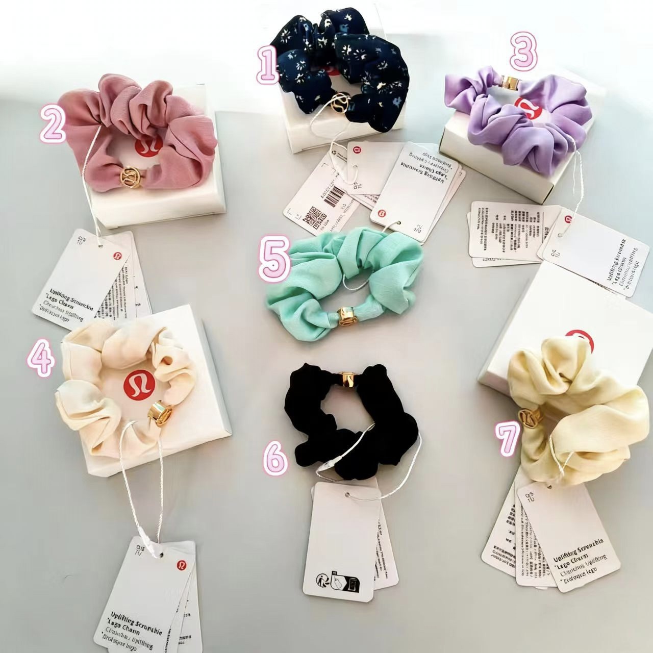 Lu's Ponytail Hair Tie Elastic Scrunchie Metal Logo Hair Accessory Lulu Hair Tie Wholesale Dropshipping