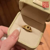 Популярное кольцо Xiaohongshu с полным бриллиантом из тигрового глаза, антикварное кольцо с матовым хвостом, кольцо мокко Майяра