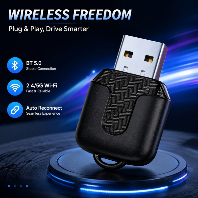 Cross-Border Popular Wireless Carplay Box, Android Box, Wired to Wireless Carplay Adapter, Two-In-One