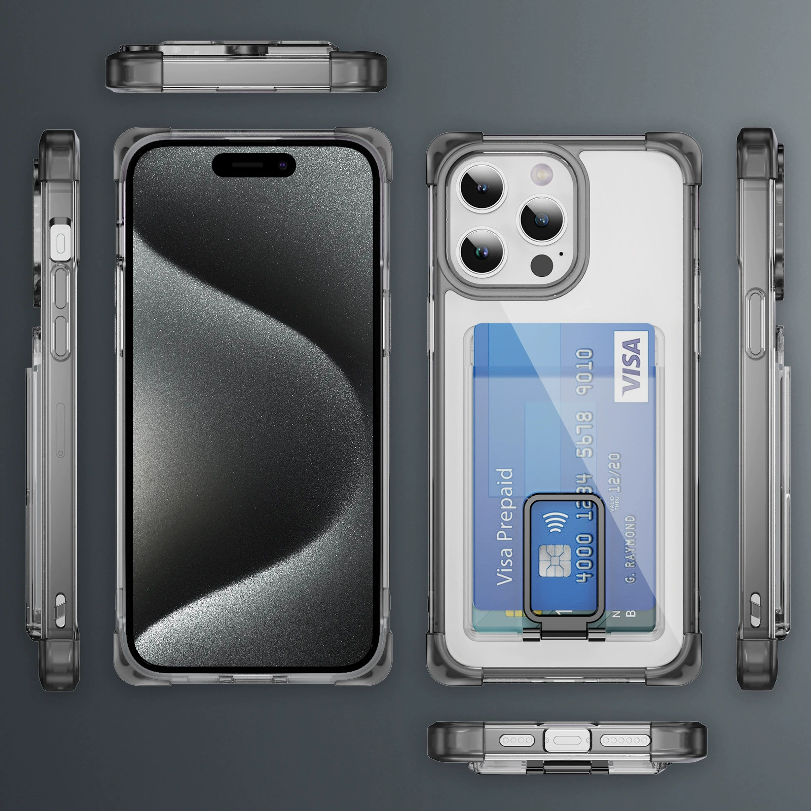 Кросс-бордер новая модель подходит для iPhone15ProMax четырехугольный матовый корпус с пространством держатель карты держатель корпуса