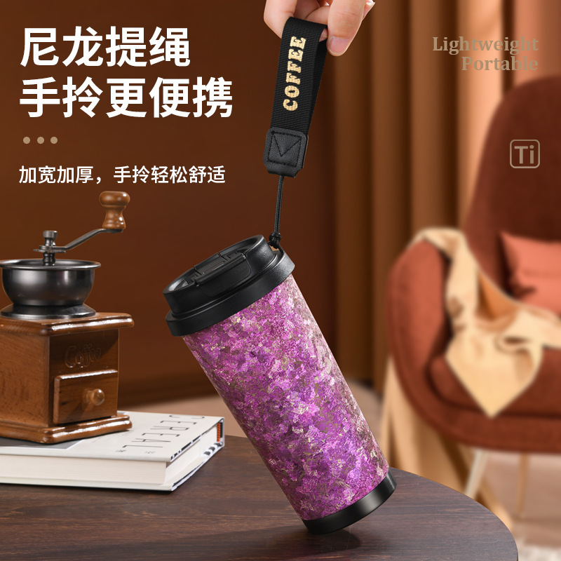 二重コーヒーカップ純チタン大氷花結晶工芸屋外旅行プレゼントキャンプ共通携帯カップ|undefined