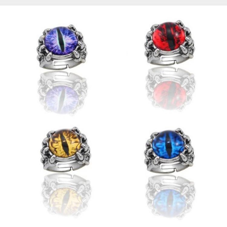 European and American Exaggerated Skull Demon Eye Ring Personalized Trendy Dragon Claw Eagle Claw Demon Eye Retro Open Ring