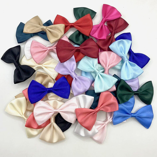 4x6 cm polyester ribbon with bow semi-finished accessory, waist-belt style single-line glossy solid color bow