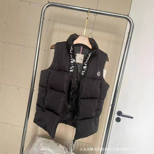 European Station 2025 New Vest Cold-proof Warm Black and White Zipper Decorative Stand Collar Casual Fashion Warm Jacket