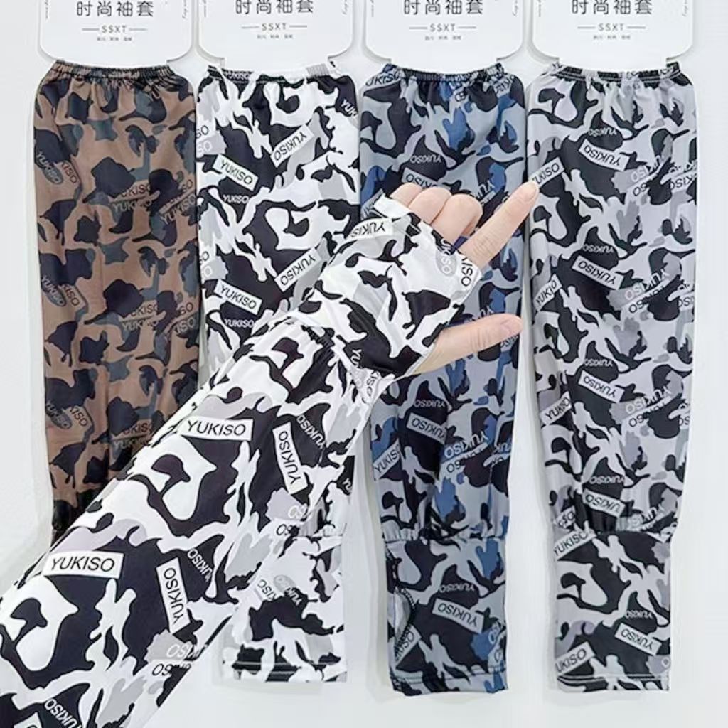 Protector solar manga de seda de hielo manga de hielo suelto femenino manga de hielo fino al por mayor conejo medio dedo protección UV al aire libre protección para conducir brazos