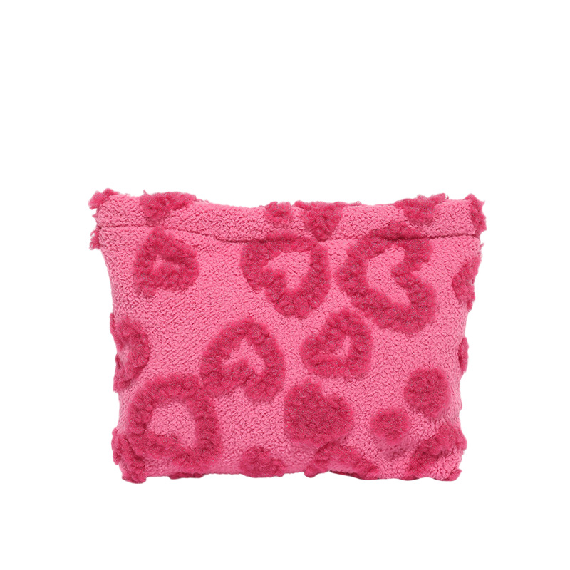 2025 nuevo estilo simple peluche fresco lindo amor alto valor facial bolsa de almacenamiento de lápiz labial casual bolsa de mano