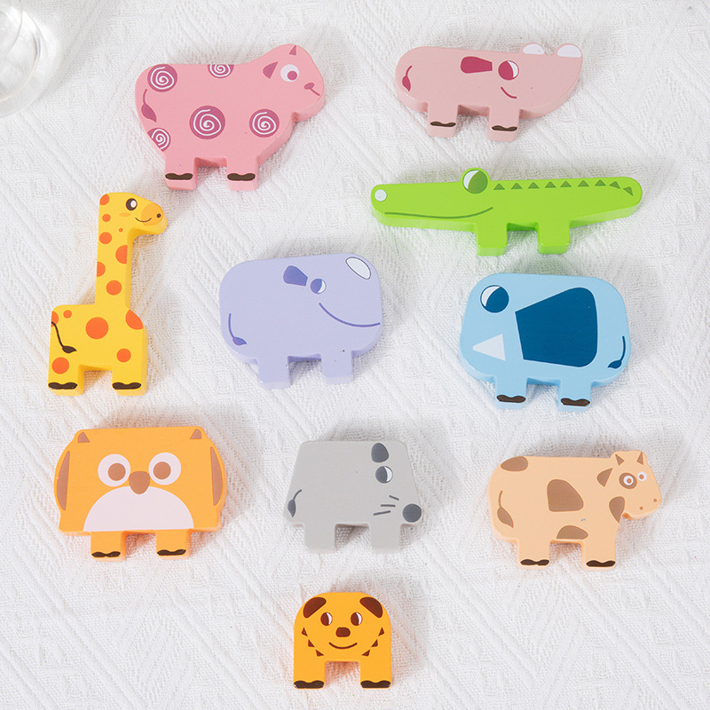 Animales de madera transfronterizos apilados de dibujos animados de alta creatividad lindo equilibrio de mesa apilados juguetes de puzzle para niños image 3