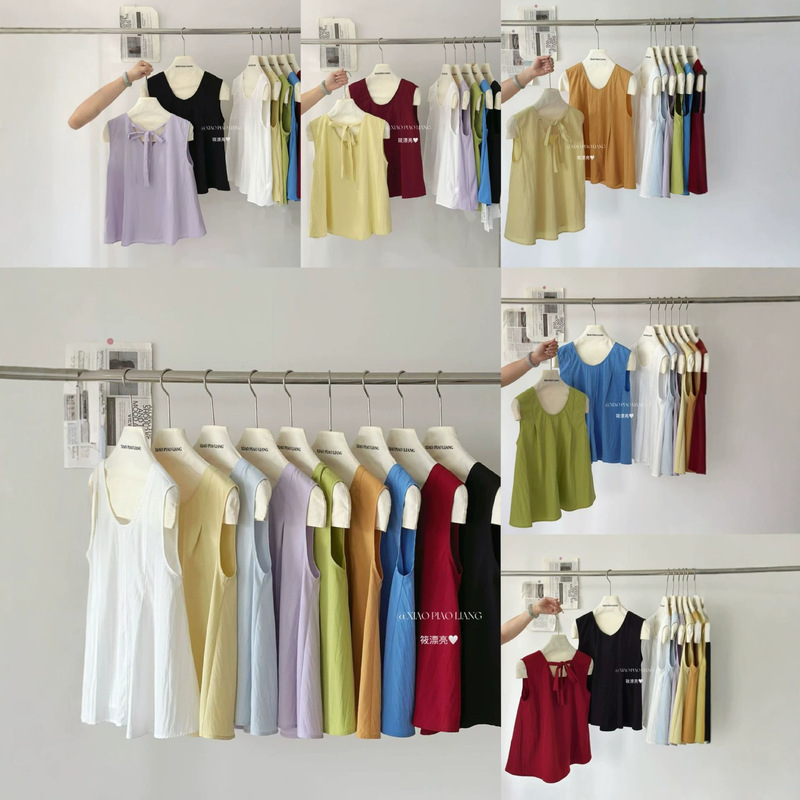 [Xiao Pretty] Shahe Backless Lace-Up Sleeveless Top, Simple and Versatile Casual Shirt, Factory Direct Sale 0119