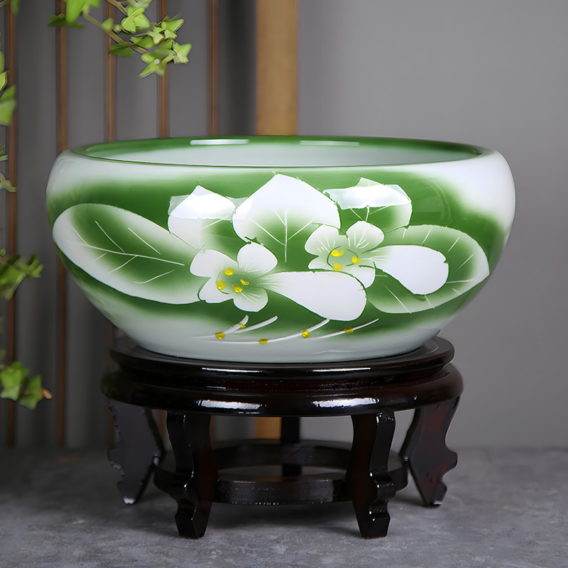 *金魚飼育用景徳鎮陶器大水槽、卸売亀鉢、水耕植物、睡蓮、蓮水槽、卓上飾り|undefined