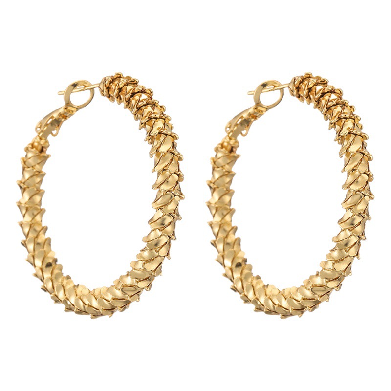 18K oro real galvanizado pendientes de oro simple pendientes de metal de alta sensación de moda pendientes de geometría retro