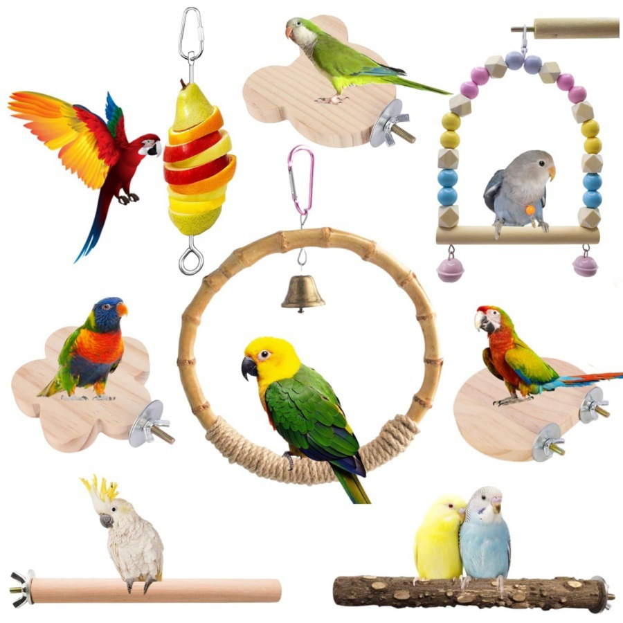 Juegos de juguetes de pájaros explosivos transfronterizos de artículos de pájaros roer y tirar juguetes de pájaros para aliviar el aburrimiento escaleras columnas juguetes de loros image 22