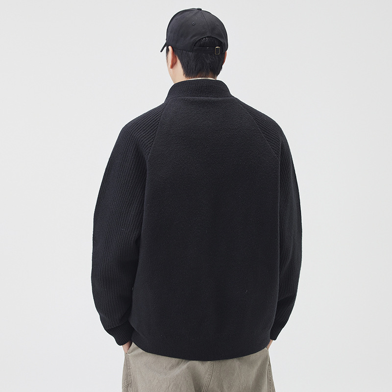 2025 nuevo chaqueta de plumón de invierno para hombres gruesa abrigo de chaqueta de arroz blanco ropa de hombre casual suéter de cuello de pie cardigan