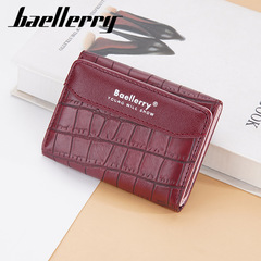 Women's Wallet Short Baellerry Cross-border Simple Stone Pattern Multi-Card Wallet Fashion Contrast Color Card Holder
