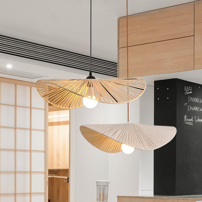 Chandelier de viento tranquilo Zen japonés restaurante creativo minimalista retro sala de té bar lámpara de escritorio hotel residencial lámpara de tela