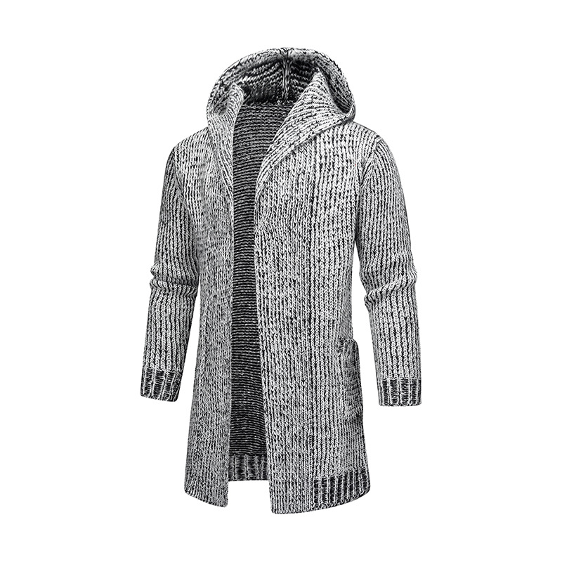 Aliexpress con capuz largo otoño nuevo suéter casual de hombre chaqueta simple cardigan con capuz camiseta de punto hombre