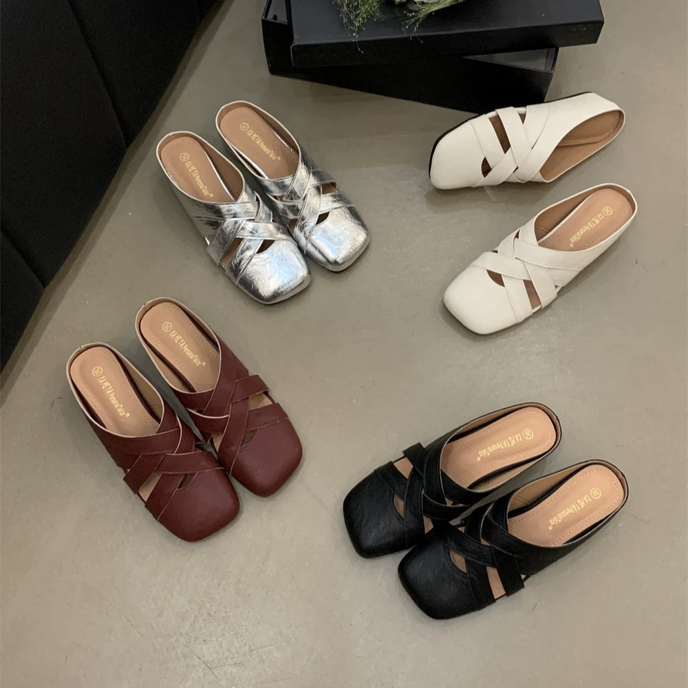 Женские летние и весенние балетки-слипоны 2025 года, дышащие сандалии, французский универсальный стиль Мэри Джейн, мягкая подошва