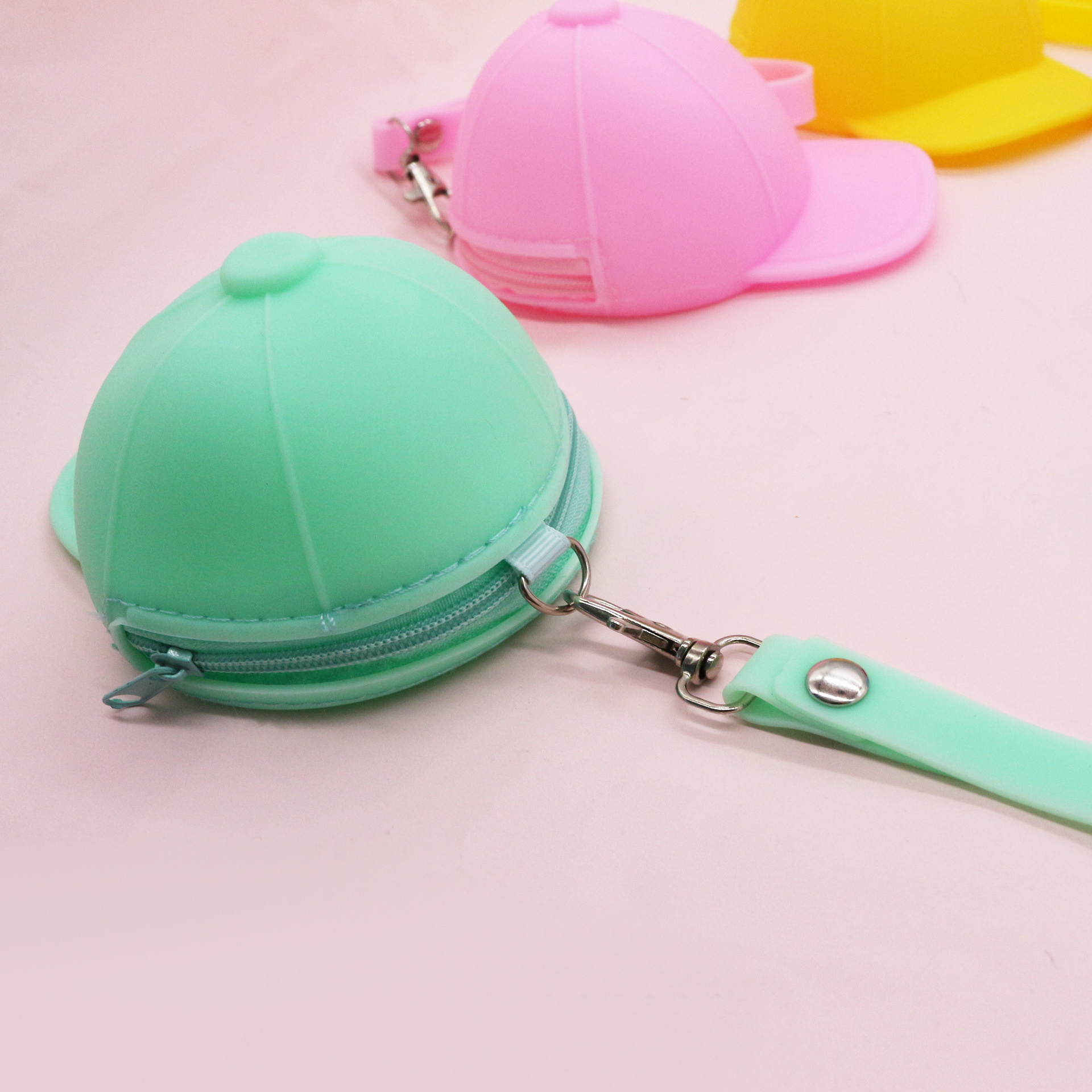 Corea del color caramelo sombrero bolsas de monedas de silicona dibujos animados creativos billetera con cremallera lindo bolso de cambio fábrica directa