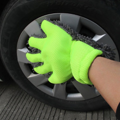 Thick Fleece Sandwich Mesh Absorbent Cleaning Car Wash Glove 5-Finger Abundant Fleece Car Wash Glove