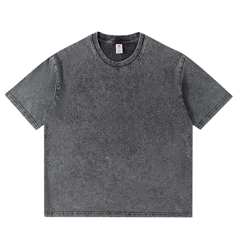 Hebei Cang 629 # [Diseño suelto de hombros caídos] 250g camiseta de manga corta lavada de algodón pesado verano para adultos