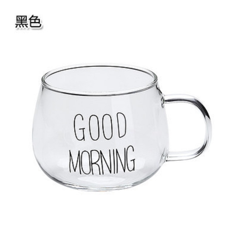 Fábrica al por mayor vidrio resistente al calor con mango taza de leche taza de desayuno taza de café horno de microondas taza de vidrio taza de agua