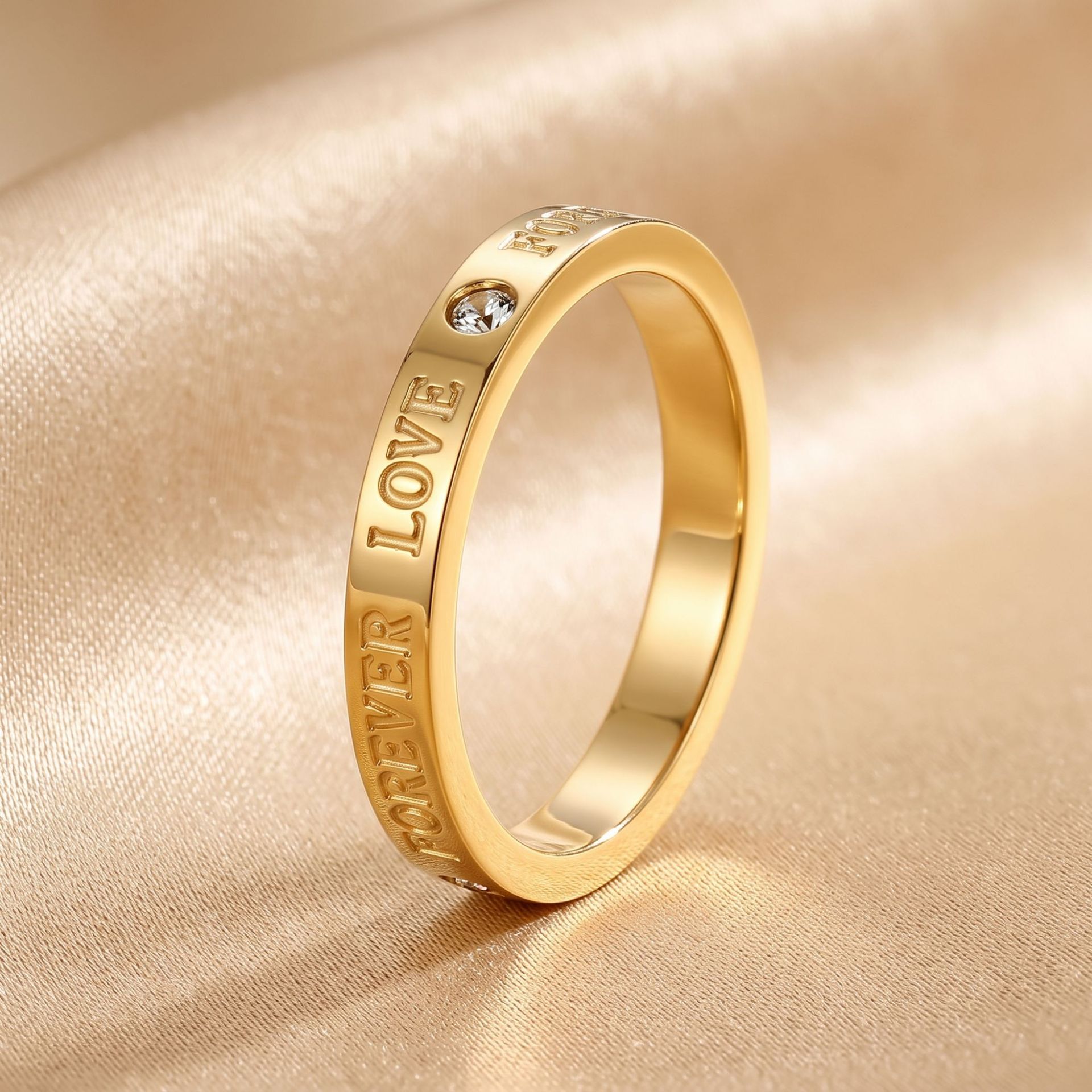 Anillo de acero inoxidable, nicho femenino, lujo ligero de alta gama, sin decoloración, oro rosa, diseño de gypsophila, joyería femenina