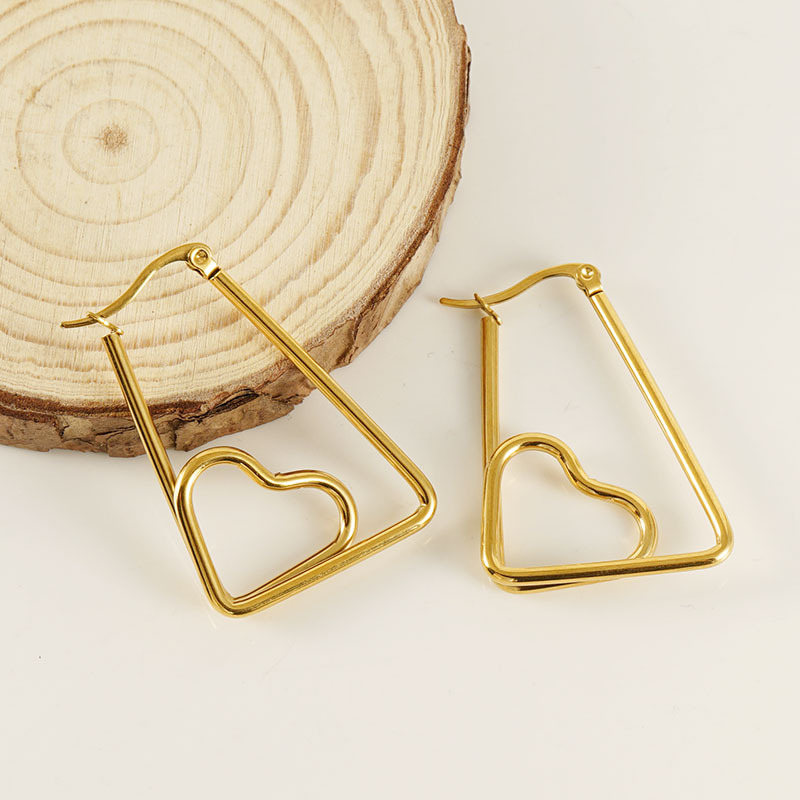Minimalist Titanium Heart Drop Earrings - Elegant Stainless Steel_voghion.com
